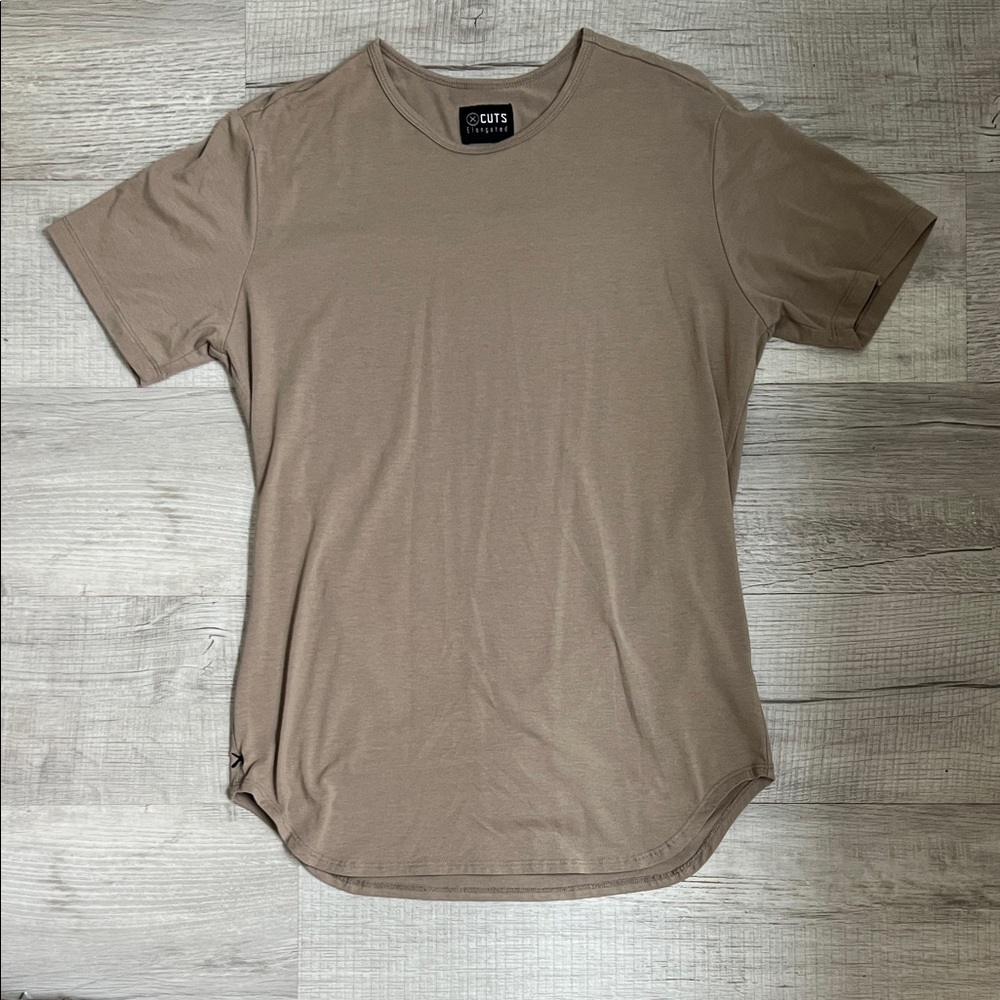 Cuts Clothing Elongated Men's Brown Short Sleeve Tee Medium